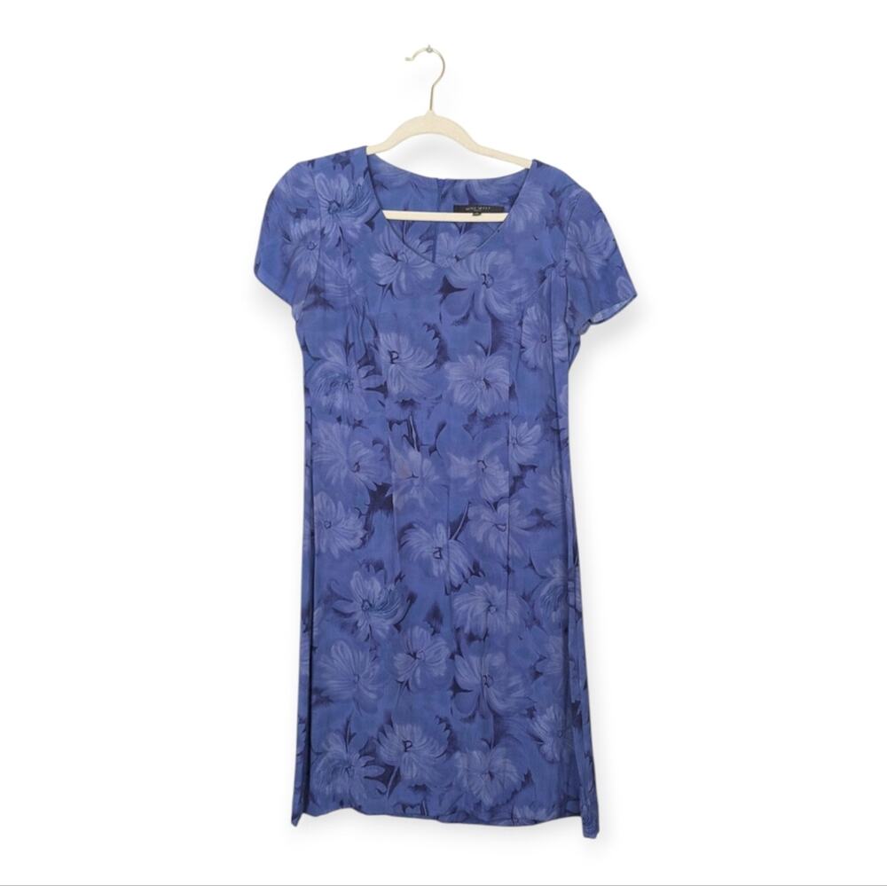 Nine West Indigo Floral Print Cap Sleeve Dress Size 8
